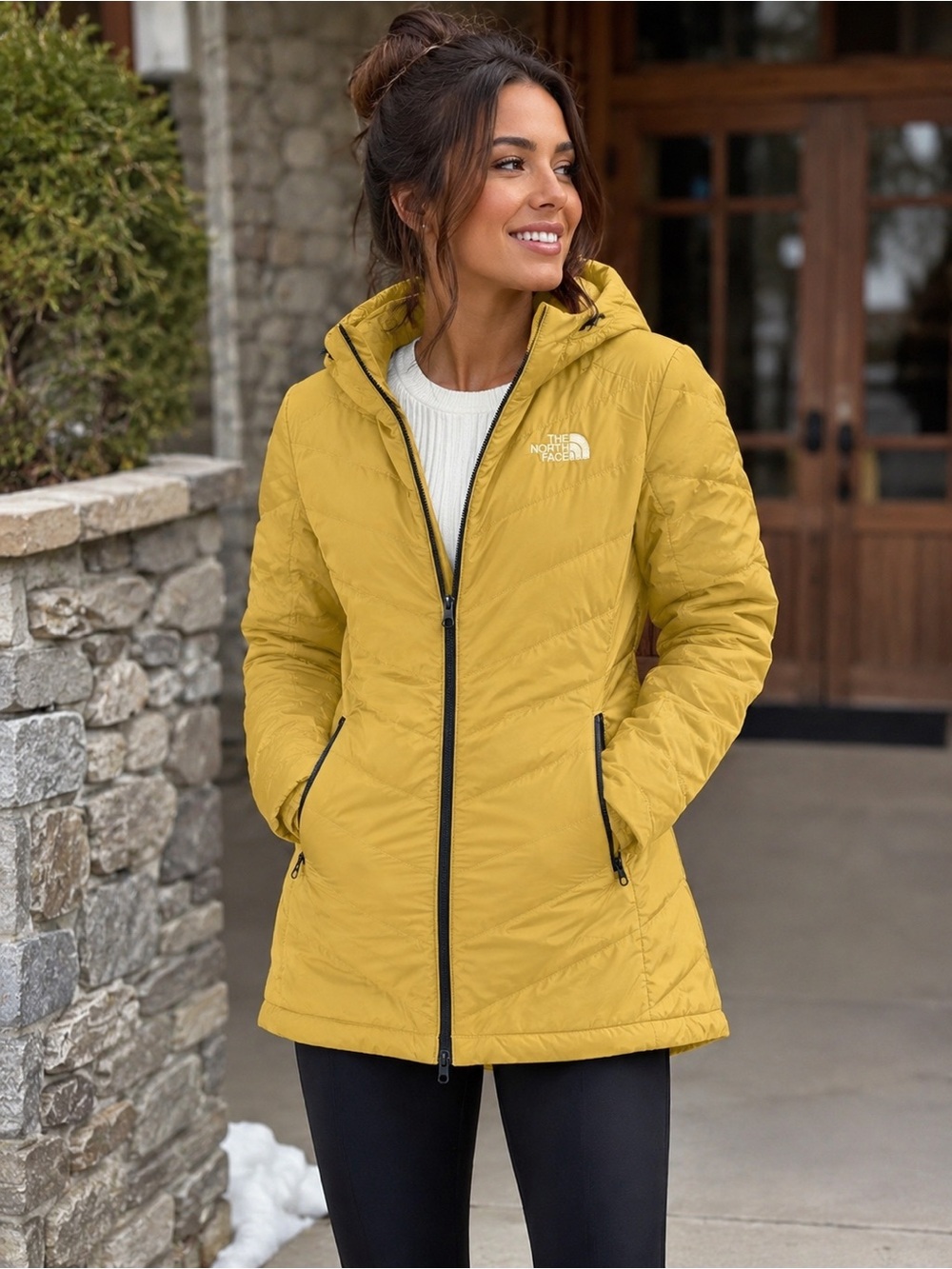 The North Face Women’s M Yellow Hooded Quilted Insulated Jacket